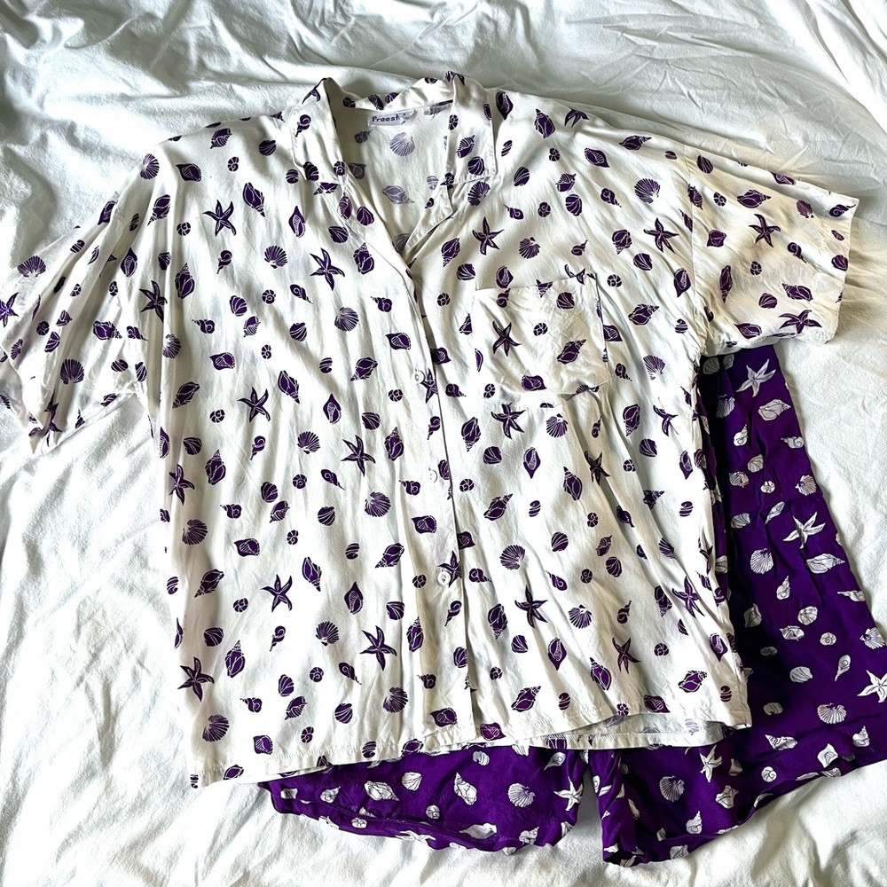 Vintage Freestyle Purple & White Seashell Matching Set S